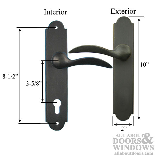 Durango Handleset for Non-Keyed Hoppe / Peachtree / Weathershield Door, Left - Medium Bronze - Durango Handleset for Non-Keyed Hoppe / Peachtree / Weathershield Door, Left - Medium Bronze