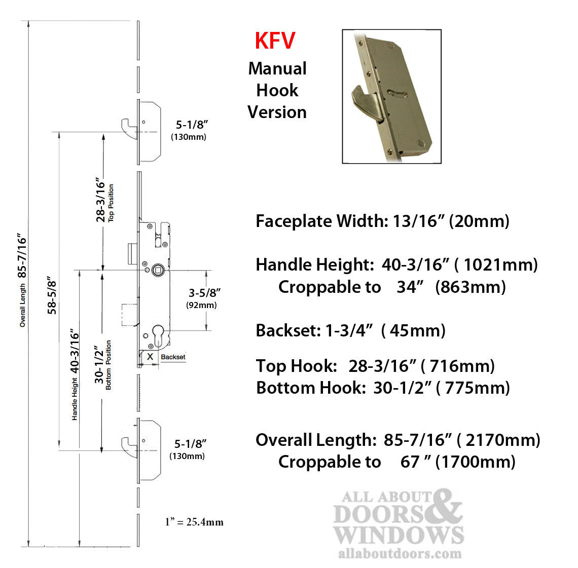 KFV 45/92 Hook Version, 2 hooks, 20mm Faceplate - KFV 45/92 Hook Version, 2 hooks, 20mm Faceplate