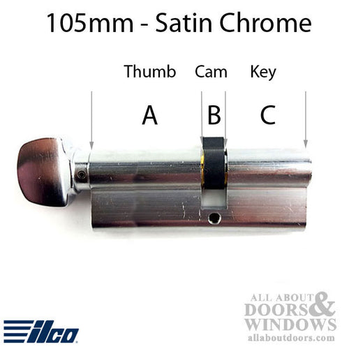 105mm Custom Euro Profile Cylinder 65/40, 6 Pin Schlage - US26D Satin Chrome - 105mm Custom Euro Profile Cylinder 65/40, 6 Pin Schlage - US26D Satin Chrome