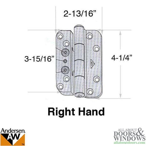 Discontinued - Andersen 1992-2005 Frenchwood door Hinge -  Right Hand - Bright Brass - Discontinued - Andersen 1992-2005 Frenchwood door Hinge -  Right Hand - Bright Brass