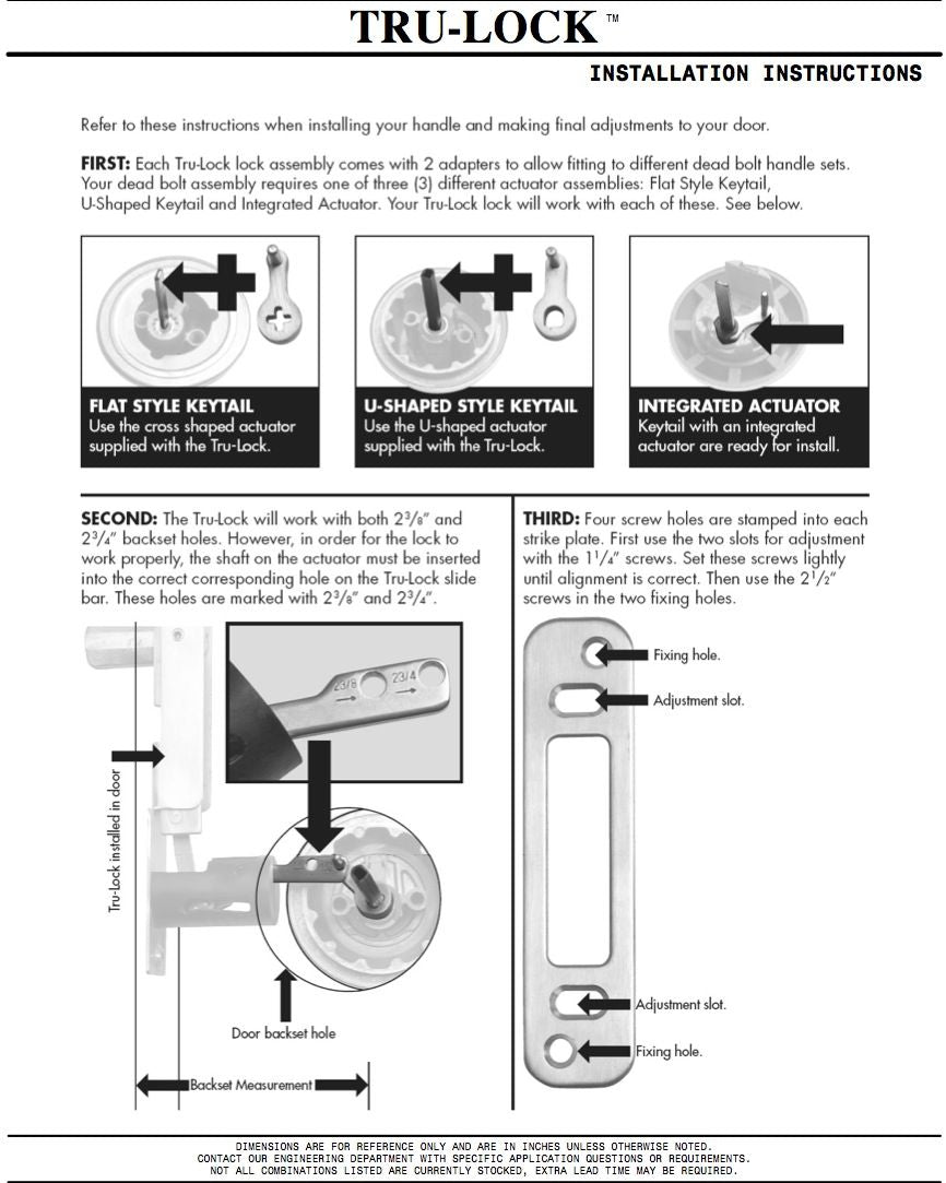 Tru-Lock  Deadbolt / Multipoint lock Solutions Kit - Tru-Lock  Deadbolt / Multipoint lock Solutions Kit