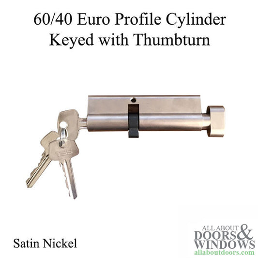 60/40 Exterior Keyed Euro Profile Cylinder in Satin Nickel