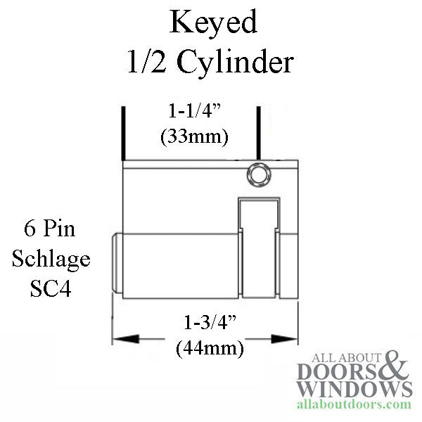 Keyed Euro Profile Half Cylinder, 38mm, 28/10, Schlage 6-pin - Keyed Euro Profile Half Cylinder, 38mm, 28/10, Schlage 6-pin