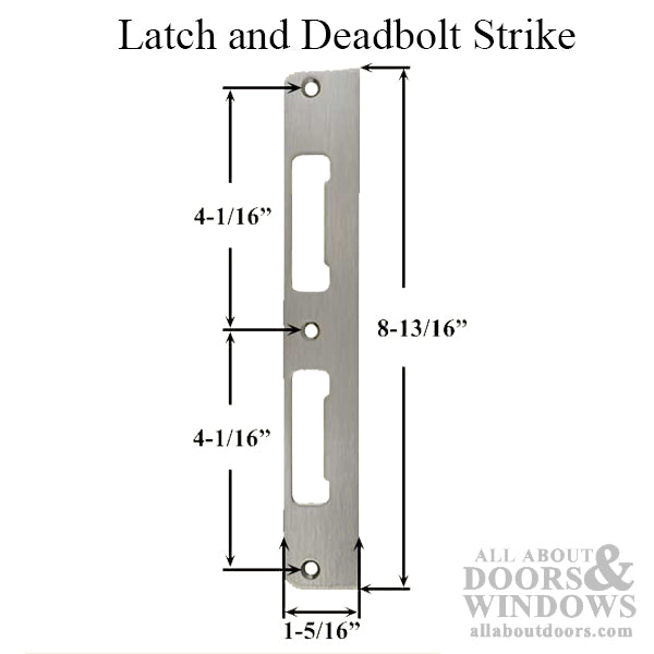 Latch & Deadbolt Strike Plate, 1.30 x 8.82 Flat - Satin Nickel - Latch & Deadbolt Strike Plate, 1.30 x 8.82 Flat - Satin Nickel