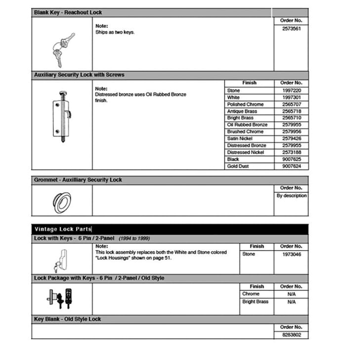 Andersen Key Blank For Reachout Lock Frenchwood Sliding Door Exterior Key Blank - Andersen Key Blank For Reachout Lock Frenchwood Sliding Door Exterior Key Blank