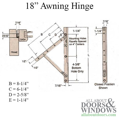 Truth 13.15  Awning Window Hinge and Track, Pairs 18
