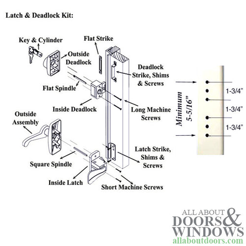 Georgian Lever, 1/4 Inch Deadbolt Offset, Storm Door Hardware - Georgian Lever, 1/4 Inch Deadbolt Offset, Storm Door Hardware