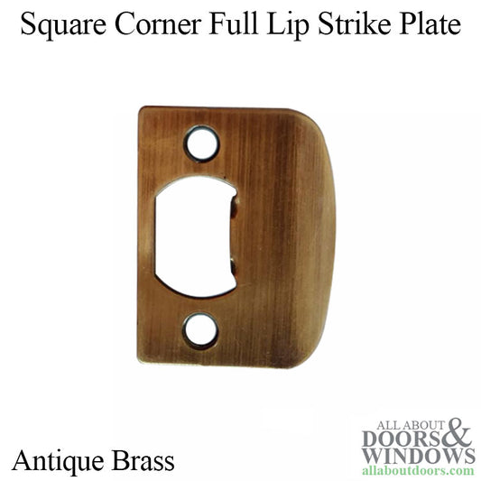 2-1/4" Full Lip Strike Plate with Adjustable Tab - Antique Brass