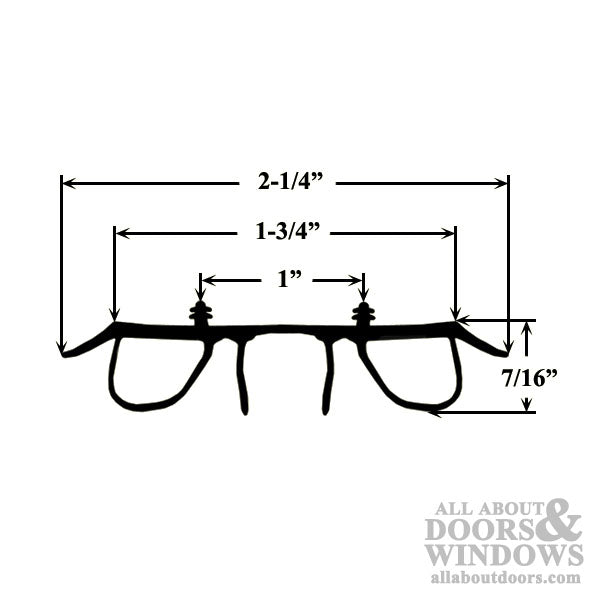 Kerf Applied Dual Bulb & Fin Door Bottom Sweep - Choose Length - Kerf Applied Dual Bulb & Fin Door Bottom Sweep - Choose Length