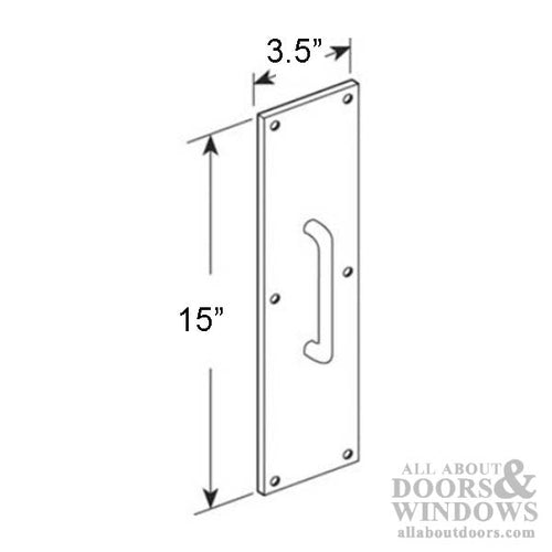 3-1/2 x 15 Pull Plate with Round Pull Handle - 3-1/2 x 15 Pull Plate with Round Pull Handle