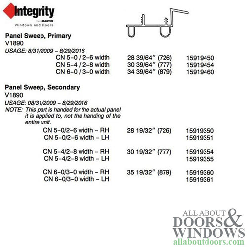 Marvin Integrity Hinged Door Sweep, Secondary 2-8 Door, Right Hand - Marvin Integrity Hinged Door Sweep, Secondary 2-8 Door, Right Hand