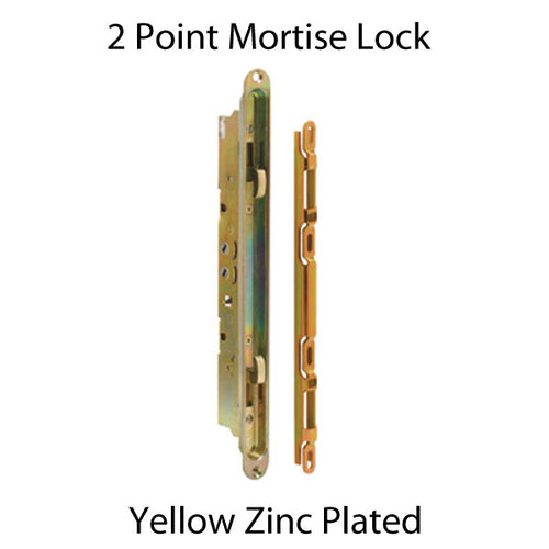 2 Point Mortise Lock - Sliding Patio Door, Generic Keyway - Yellow Dichromate finish - 2 Point Mortise Lock - Sliding Patio Door, Generic Keyway - Yellow Dichromate finish