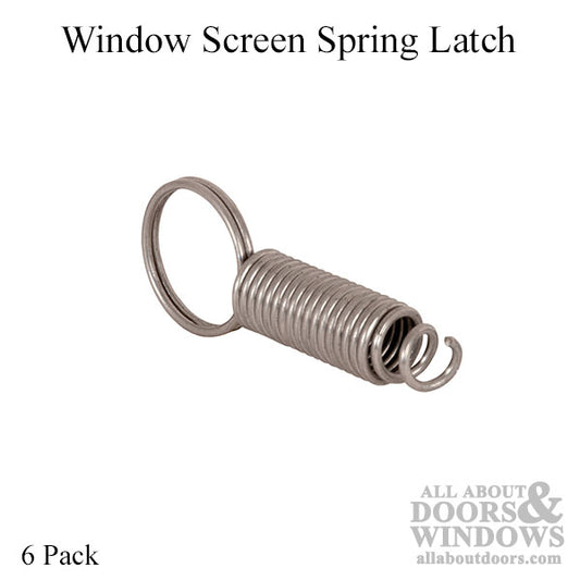 Window Screen Spring Latch, 1-3/8 Inch, 6 Pack- Stainless