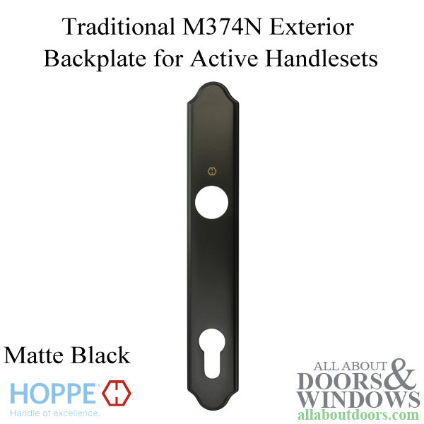 HOPPE Traditional Exterior Backplate M374N for Active Handlesets - Matte Black - HOPPE Traditional Exterior Backplate M374N for Active Handlesets - Matte Black