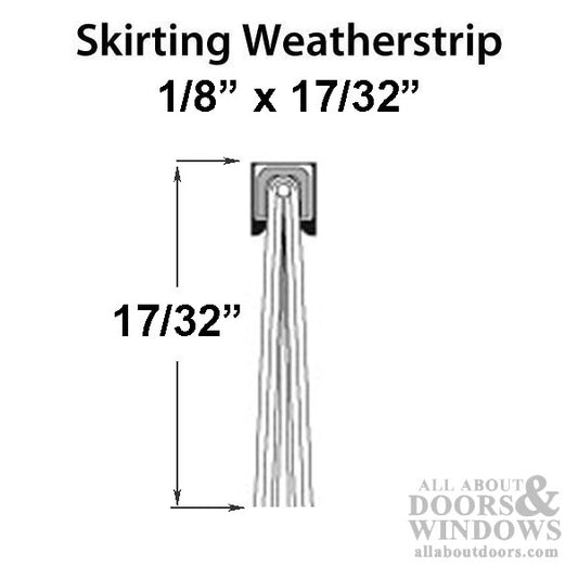 Skirting Weatherstrip, .530 Inch Height, Square Back - Black