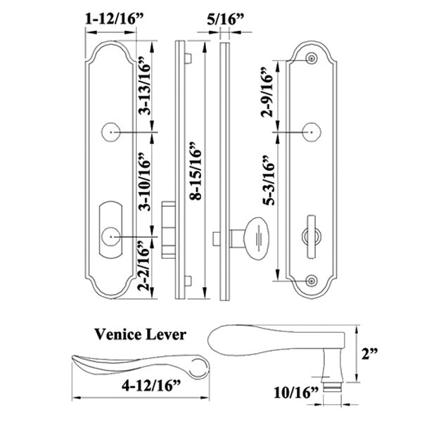Venice Lever, 5146 Inactive Trim, Non-Keyed with Thumbturn Trim Hardware -  Dark Bronze - Venice Lever, 5146 Inactive Trim, Non-Keyed with Thumbturn Trim Hardware -  Dark Bronze
