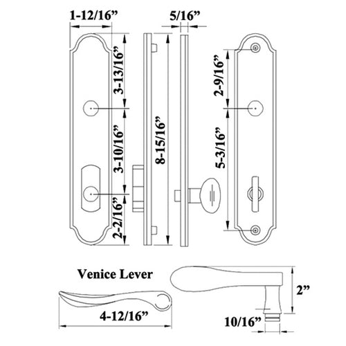 Venice Lever, 5146 Inactive Trim, Non-Keyed with Thumbturn Trim Hardware -  Dark Bronze - Venice Lever, 5146 Inactive Trim, Non-Keyed with Thumbturn Trim Hardware -  Dark Bronze