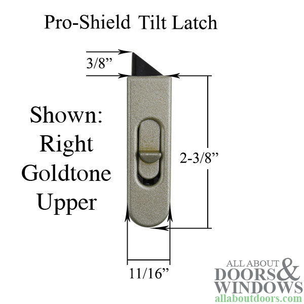 Pro-Shield Tilt Latch for LOWER Sash Gray Nose No Thumb Button Right Hand - Pro-Shield Tilt Latch for LOWER Sash Gray Nose No Thumb Button Right Hand