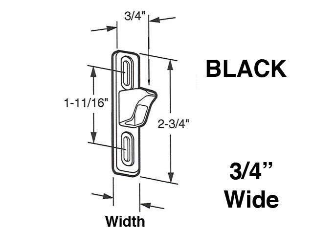 Keeper - Sliding Patio Door, Diecast - Wide 3/4 inch - Black - Keeper - Sliding Patio Door, Diecast - Wide 3/4 inch - Black