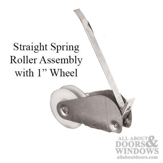 Straight Spring Tension Roller Assembly with 1 Inch Nylon Wheel for Sliding Screen Door