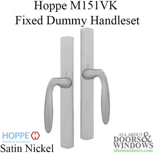 HOPPE HLS 9000 Sliding Door Handle Set with Verona Lever Fixed Dummy Satin Nickel - HOPPE HLS 9000 Sliding Door Handle Set with Verona Lever Fixed Dummy Satin Nickel