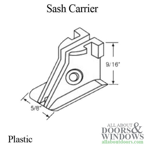 74 Series, 3/8 Spiral Balance Sash Carrier Shoe 5/8
