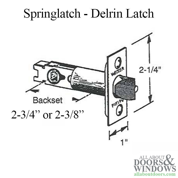 Weiser Springlatch,  Adjustable Backset, Radius Face, Delrin - Weiser Springlatch,  Adjustable Backset, Radius Face, Delrin