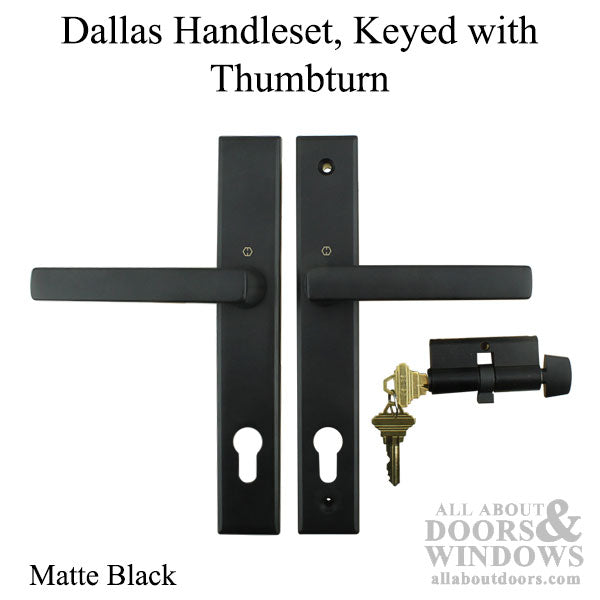 Dallas Contemporary Lever Handle, Keyed Active with Thumbturn,  M1643 / 2161N Set - Matte Black - Dallas Contemporary Lever Handle, Keyed Active with Thumbturn,  M1643 / 2161N Set - Matte Black