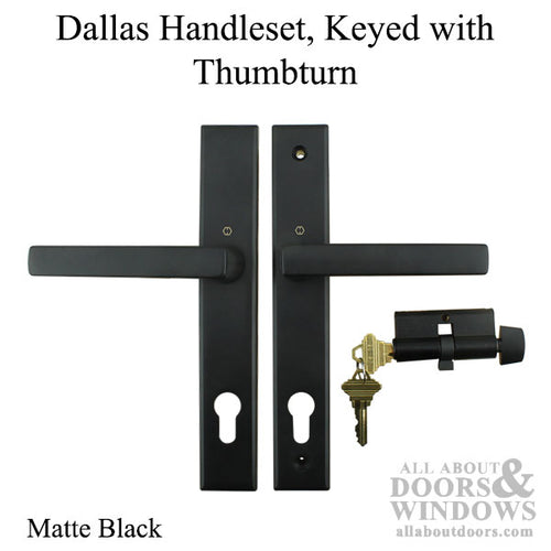 Dallas Contemporary Lever Handle, Keyed Active with Thumbturn,  M1643 / 2161N Set - Matte Black - Dallas Contemporary Lever Handle, Keyed Active with Thumbturn,  M1643 / 2161N Set - Matte Black