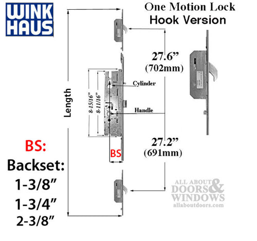 20mm Winkhaus OML Double Door 45/92 Hook version, 76-1/4