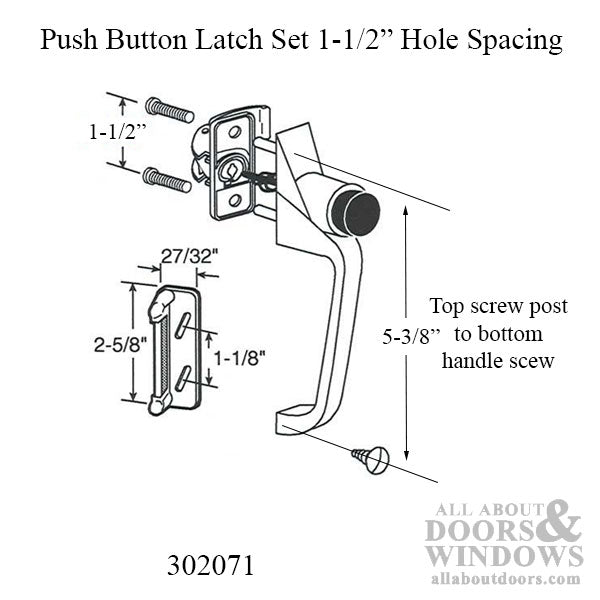 Storm Door Push Button Latch Set 1.5 Inch Screw Hole Spacing - Storm Door Push Button Latch Set 1.5 Inch Screw Hole Spacing