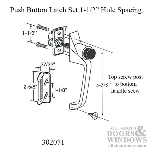 Storm Door Push Button Latch Set 1.5 Inch Screw Hole Spacing - Storm Door Push Button Latch Set 1.5 Inch Screw Hole Spacing