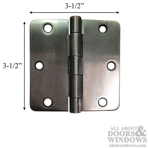 3.5 x 3.5 inch, 1/4 Radius Corners, Steel Hinges, Pairs, Antique Nickel - 3.5 x 3.5 inch, 1/4 Radius Corners, Steel Hinges, Pairs, Antique Nickel