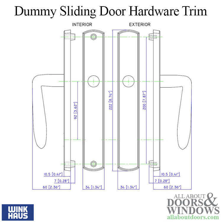 Botticelli Style Dummy Winkhaus Sliding Door Hardware Trim - Botticelli Style Dummy Winkhaus Sliding Door Hardware Trim