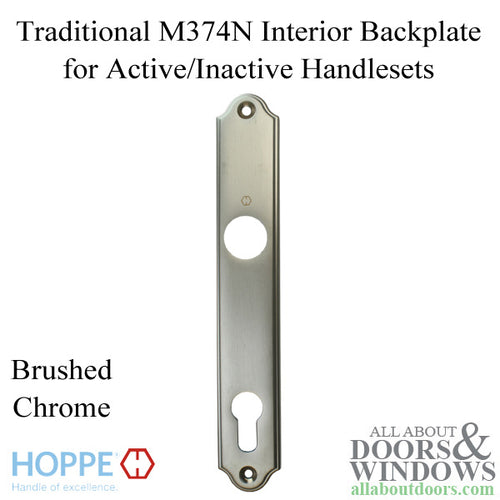 HOPPE Traditional Interior Backplate M374N for Active/Inactive Handlesets - Brushed Chrome - HOPPE Traditional Interior Backplate M374N for Active/Inactive Handlesets - Brushed Chrome
