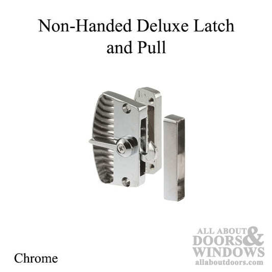 Non-Handed Deluxe Latch & Pull for Sliding Screen Door - Chrome