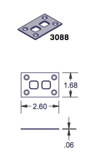 P3000 Strike Plate, Shootbolt Double  .063  Flat  - 304SS - P3000 Strike Plate, Shootbolt Double  .063  Flat  - 304SS