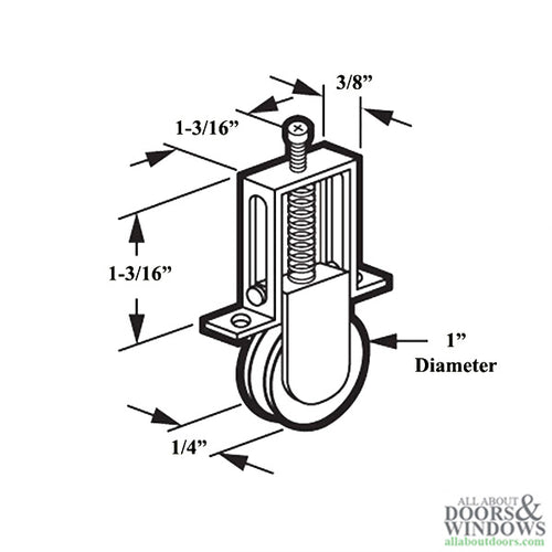 Roller Assembly with 1 Inch Steel Wheel for Sliding Screen Door - Roller Assembly with 1 Inch Steel Wheel for Sliding Screen Door