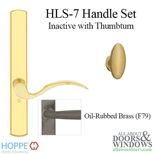 Hoppe HLS7 Handleset, Munchen, M112P/2167N, Non Keyed Inactive, Oil Rubbed Brass - Hoppe HLS7 Handleset, Munchen, M112P/2167N, Non Keyed Inactive, Oil Rubbed Brass