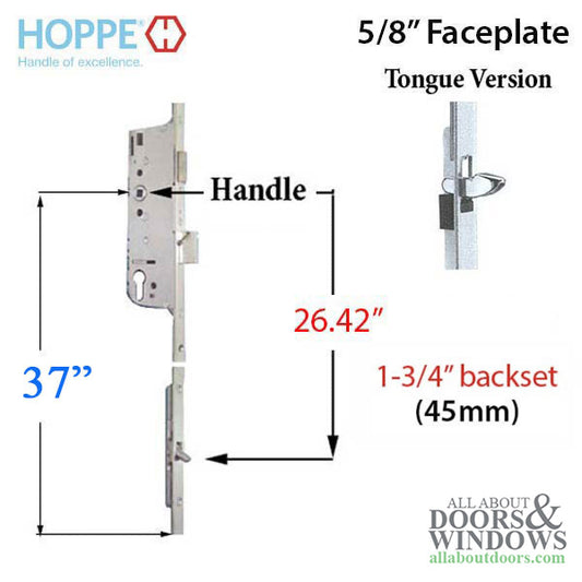 Hoppe 16mm Manual Tongue 45/92 Gear, 37" Handle Height, Tongue at 26.42"