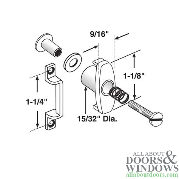 Non-Handed Diecast Latch & Strike Kit with Screws for Sliding Screen Door - Non-Handed Diecast Latch & Strike Kit with Screws for Sliding Screen Door