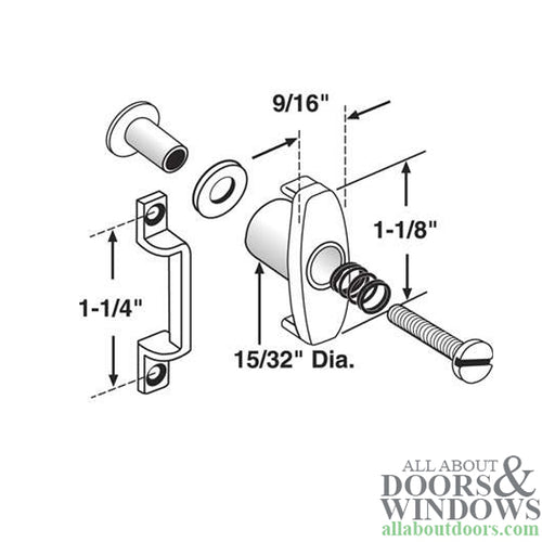 Non-Handed Diecast Latch & Strike Kit with Screws for Sliding Screen Door - Non-Handed Diecast Latch & Strike Kit with Screws for Sliding Screen Door