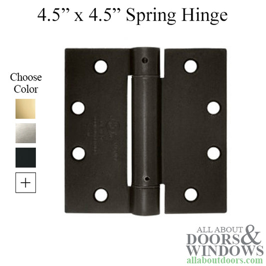 Spring Hinge 4.5 x 4.5 x Square Corners, UL Listed, Deltana Single Action