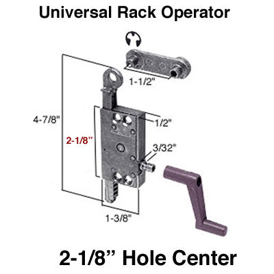 Operator, Jalousie / Louver, 2-1/8 inch hole c- c - Operator, Jalousie / Louver, 2-1/8 inch hole c- c