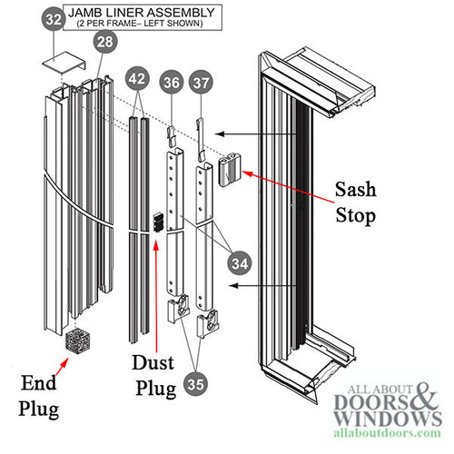 Sash Stop  1-1/8 x 1-5/8 , Single & Double Hung Windows - Sash Stop  1-1/8 x 1-5/8 , Single & Double Hung Windows