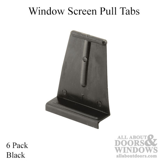 Window Screen Pull Tabs, Plastic, 6 pack - Black