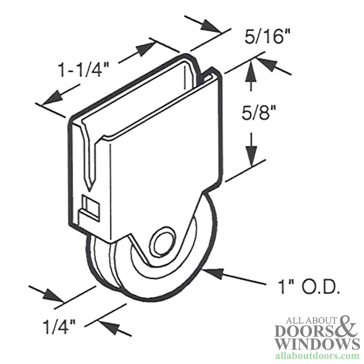 Roller Assembly with 1 Inch Nylon Wheel for Sliding Screen Door - Roller Assembly with 1 Inch Nylon Wheel for Sliding Screen Door