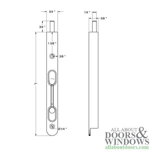 7 Inch Flip Lever Mortise Flush Bolt with Flat Bolt - Choose Color - 7 Inch Flip Lever Mortise Flush Bolt with Flat Bolt - Choose Color