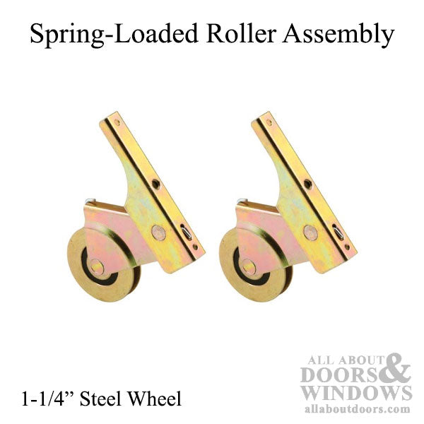 Spring-Loaded Roller Assembly with 1-1/4 Inch Steel Wheel for Sliding Screen Door - Spring-Loaded Roller Assembly with 1-1/4 Inch Steel Wheel for Sliding Screen Door