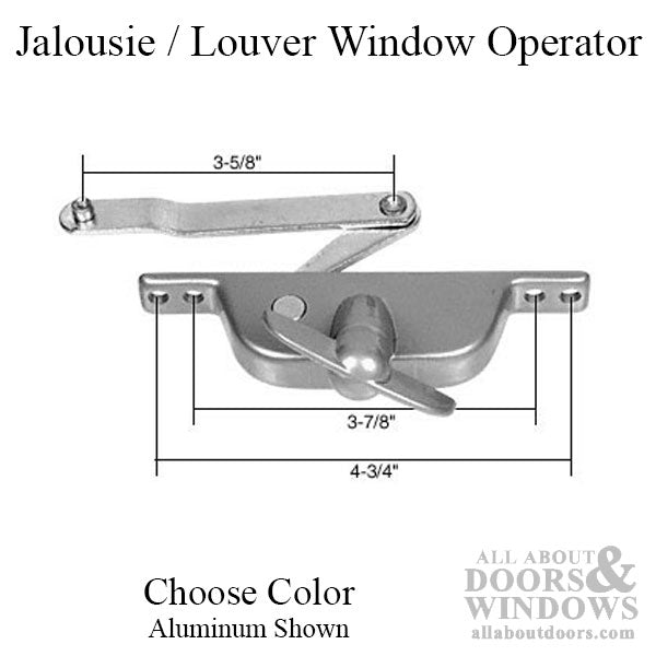 Jalousie / Louver Window Operator, 3-5/8 Inch Offset Link, Daryl Windows - Choose Color - Jalousie / Louver Window Operator, 3-5/8 Inch Offset Link, Daryl Windows - Choose Color